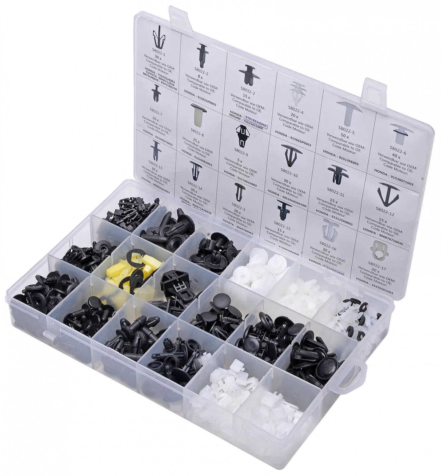 Набор крепежных клипс Honda SW-STAHL S8022 418 предметов, фото №1