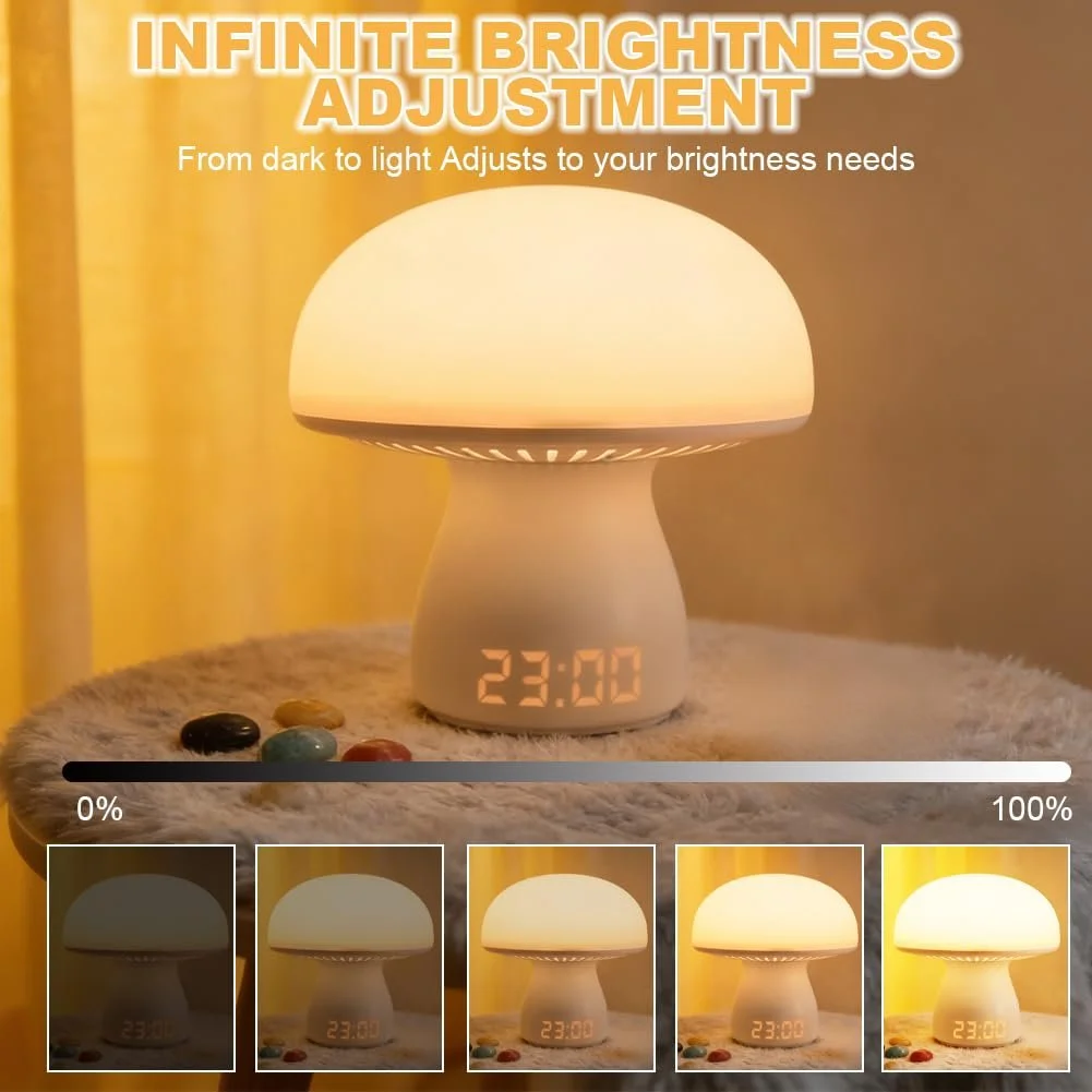 LED Настільна лампа Mushroom Lamp Wireless Touch Dimmable Clock 3600 mAh, фото №4