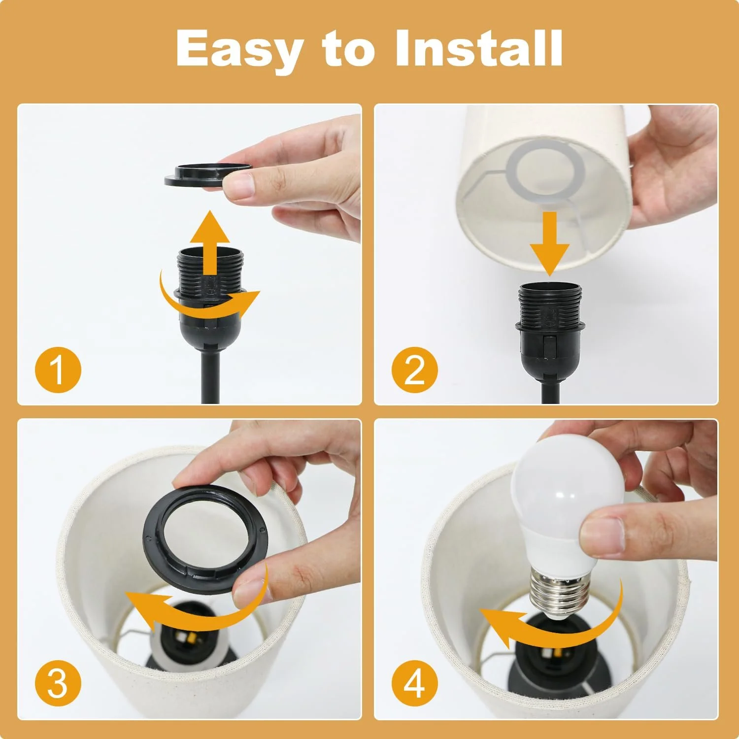 Настільна лампа Touch Dimmable USB A+C Linen Lampshade, фото №8