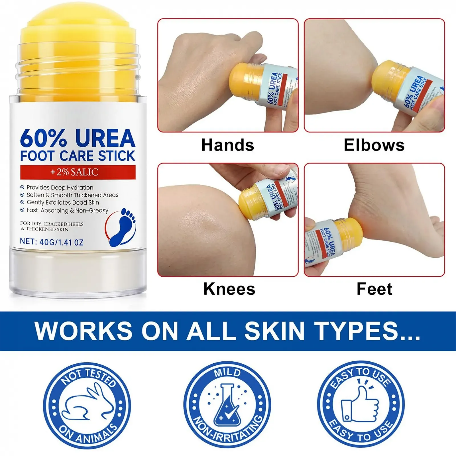 Крем для ног с 60% мочевиной для очень сухой, грубой и потрескавшейся кожи 60% Urea увлажняющий для стоп и рук, фото №7