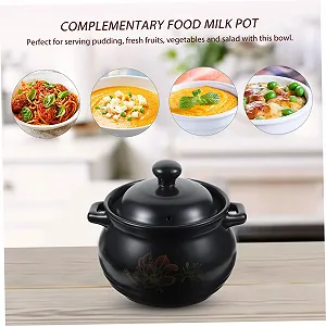 Кастрюля GALPADA керамическая 2 л черная с крышкой энергосберегающая synthetic.ua - Фото 1