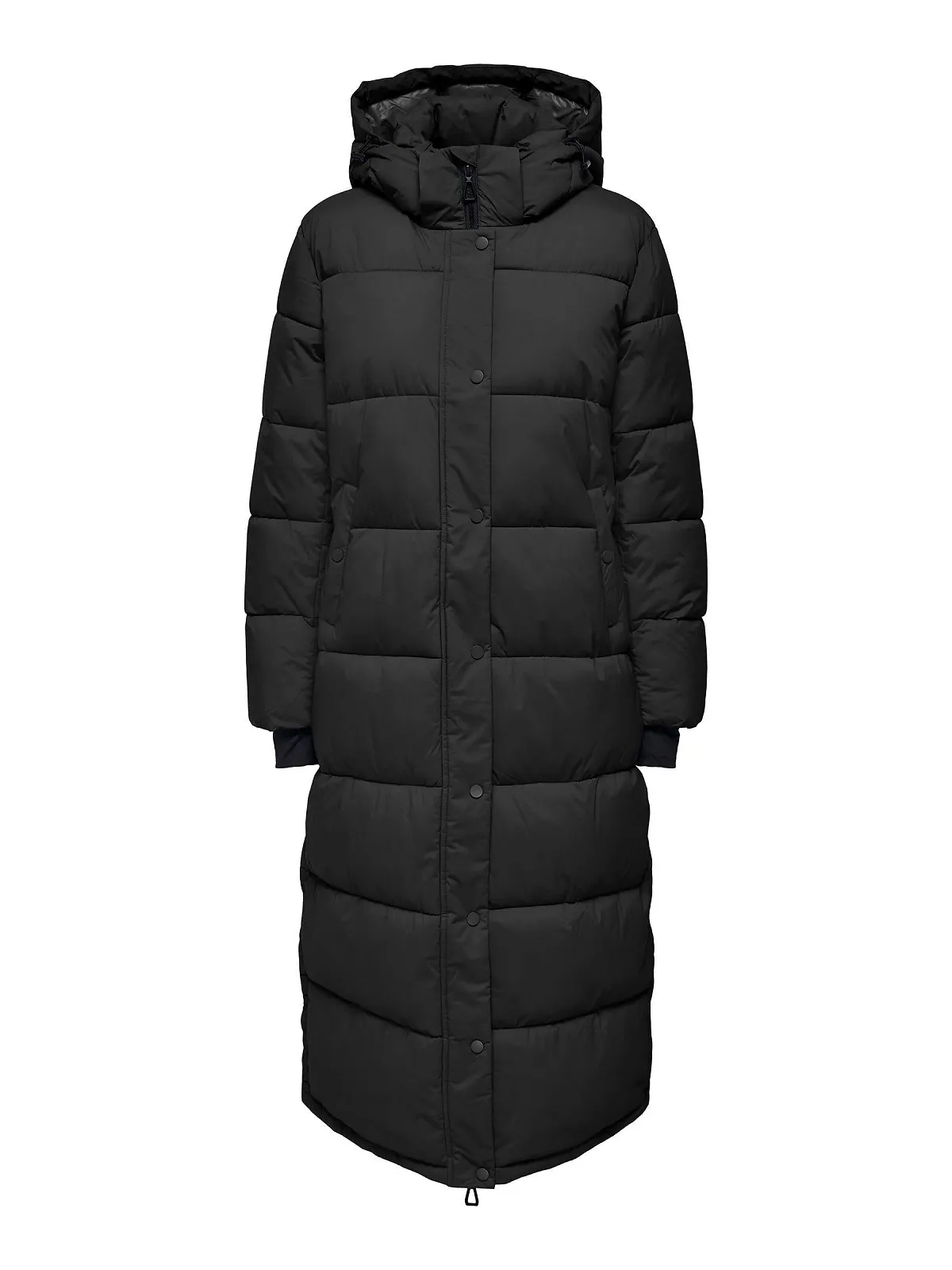 Женское стеганое пальто ONLY со съемным капюшоном и ребристыми манжетами, фото №1