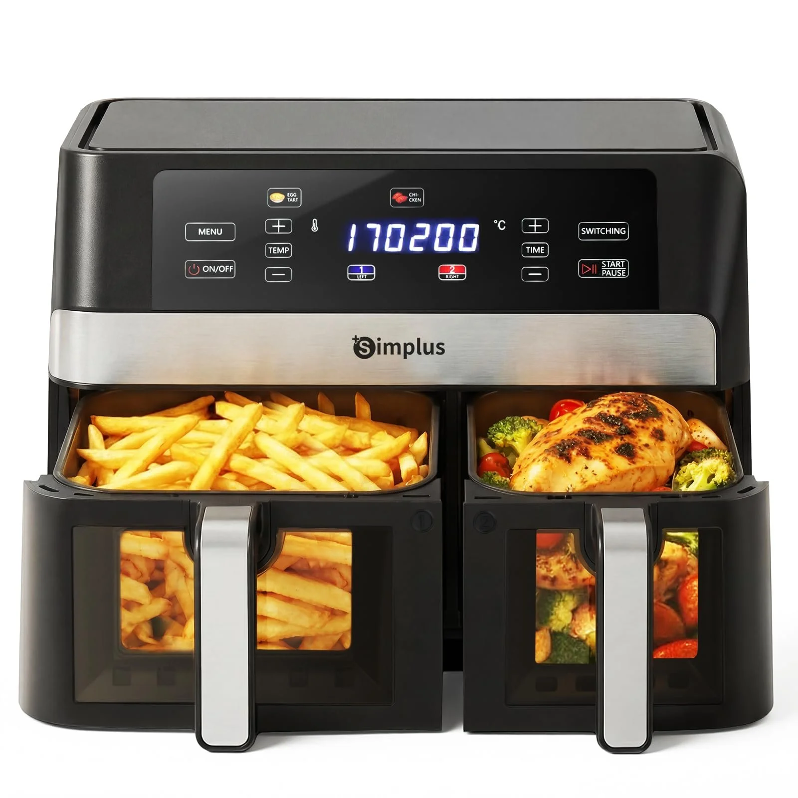 Мультипіч SIMPLUS 10 L Double Basket 11 програм 1800 W LCD Touch Screen, фото №1 Мультипіч SIMPLUS 10 L Double Basket 11 програм 1800 W LCD Touch Screen, фото №1