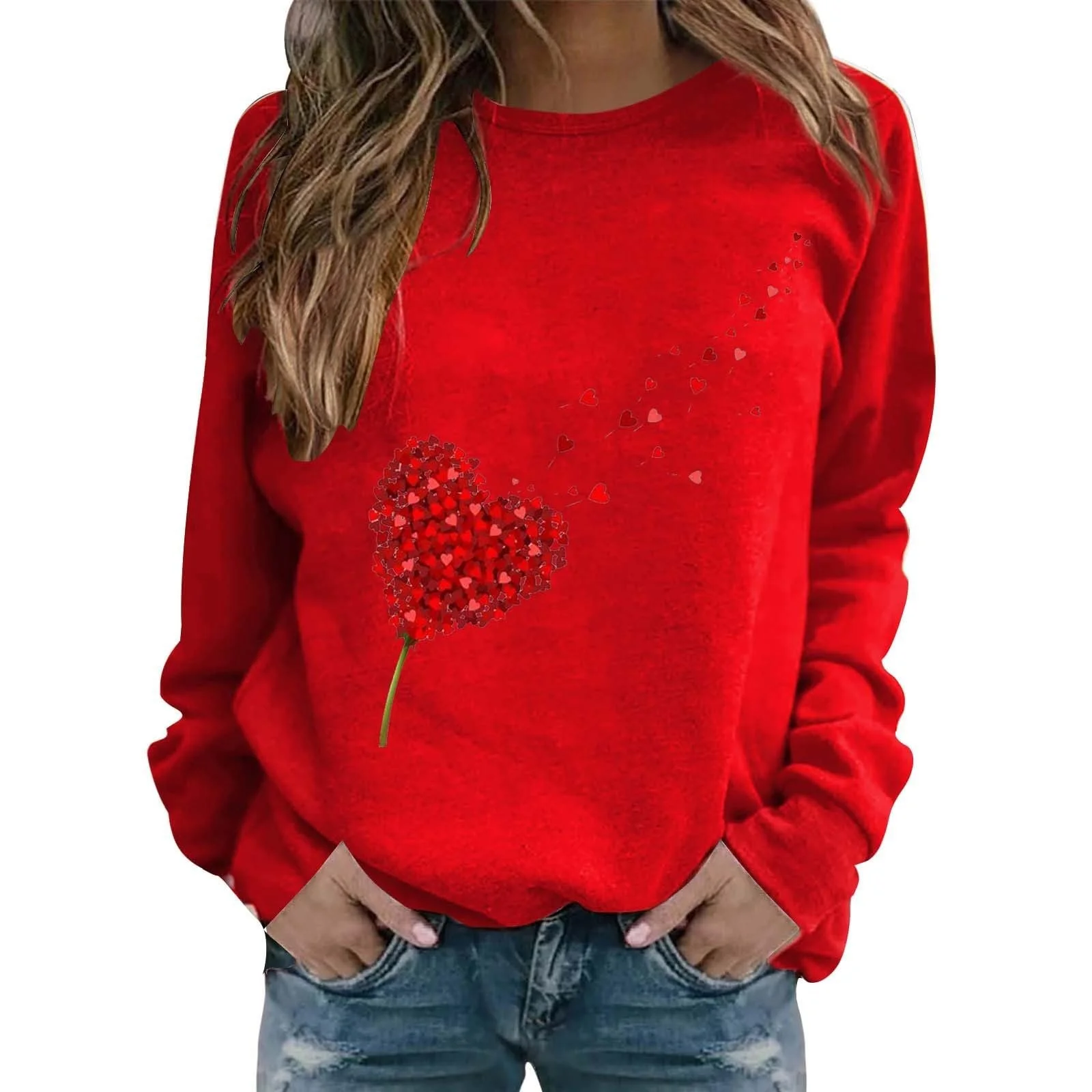 Женский Свитшот HUIFUAO День Святого Валентина Большой Размер Сердце Красный Длинный Рукав, фото №1 Женский Свитшот HUIFUAO День Святого Валентина Большой Размер Сердце Красный Длинный Рукав, фото №1