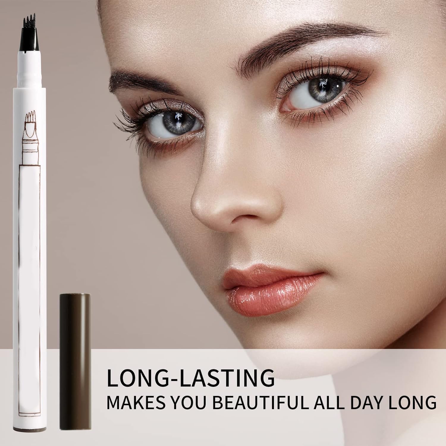 Олівець для брів Waterproof Eyebrow Pencil 4 Heads Світло-коричневий + Темно-коричневий, фото №7