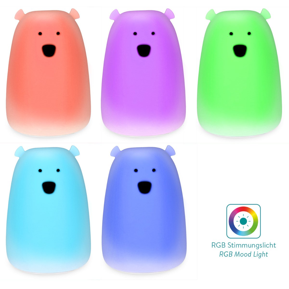 Лампа Navaris LED Нічник з мікро USB кабелем RGB кольоровий, фото №5