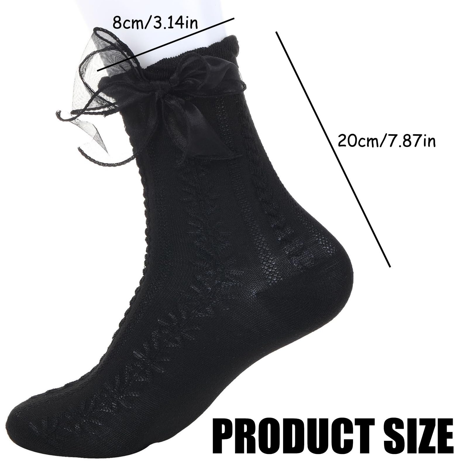 4 пари мереживних шкарпеток для жінок Lolita Ribbon Fairy з оборками, фото №4