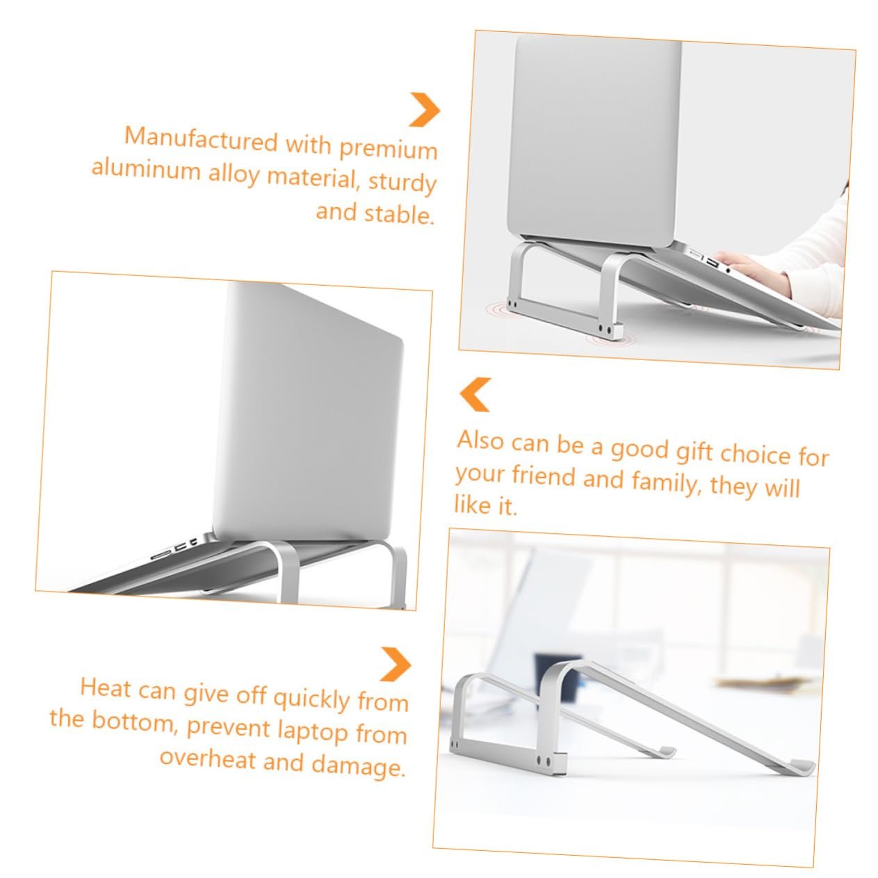 Підставка для ноутбука Vaguelly Ергономічна Алюмінієва Портативна Охолоджуюча Сріблястий, фото №2