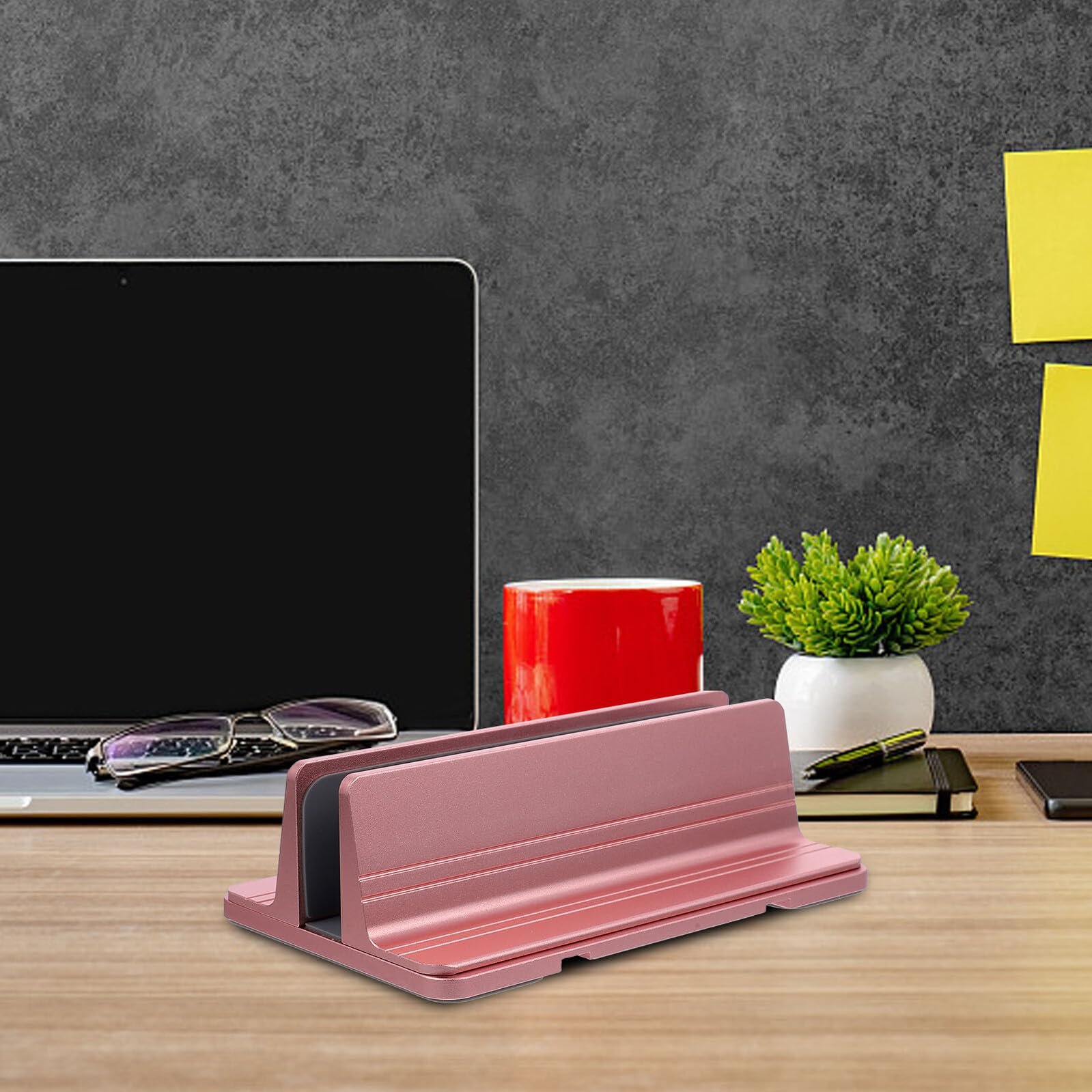 Подставка для ноутбука VANZACK Алюминиевый сплав Вертикальная Регулируемая по высоте Компактная Настольный держатель для ноутбука Планшет Розовое золото, фото №5