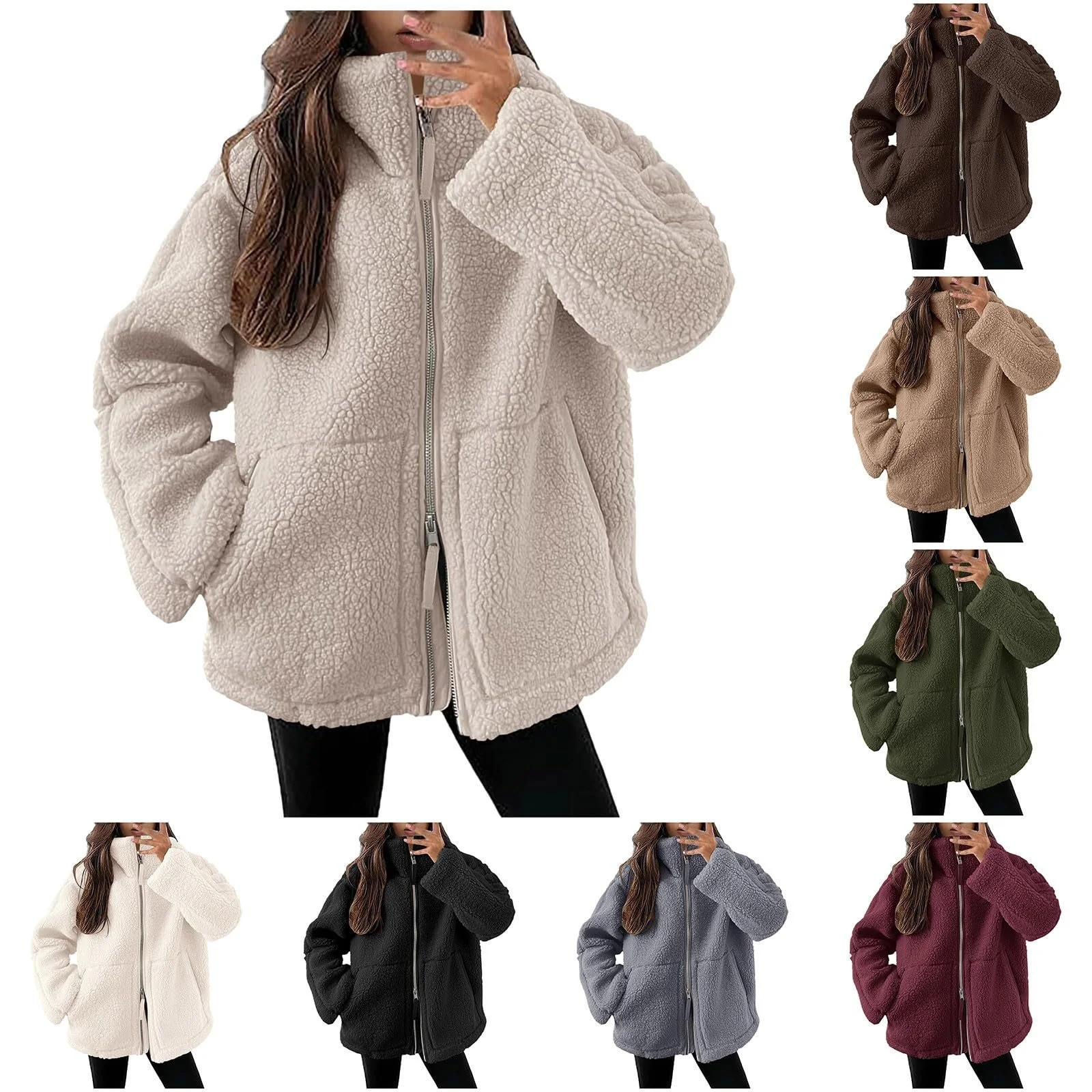 Куртка Teddy Generisch Зимова Тепла Двостороння Однотонна, фото №6