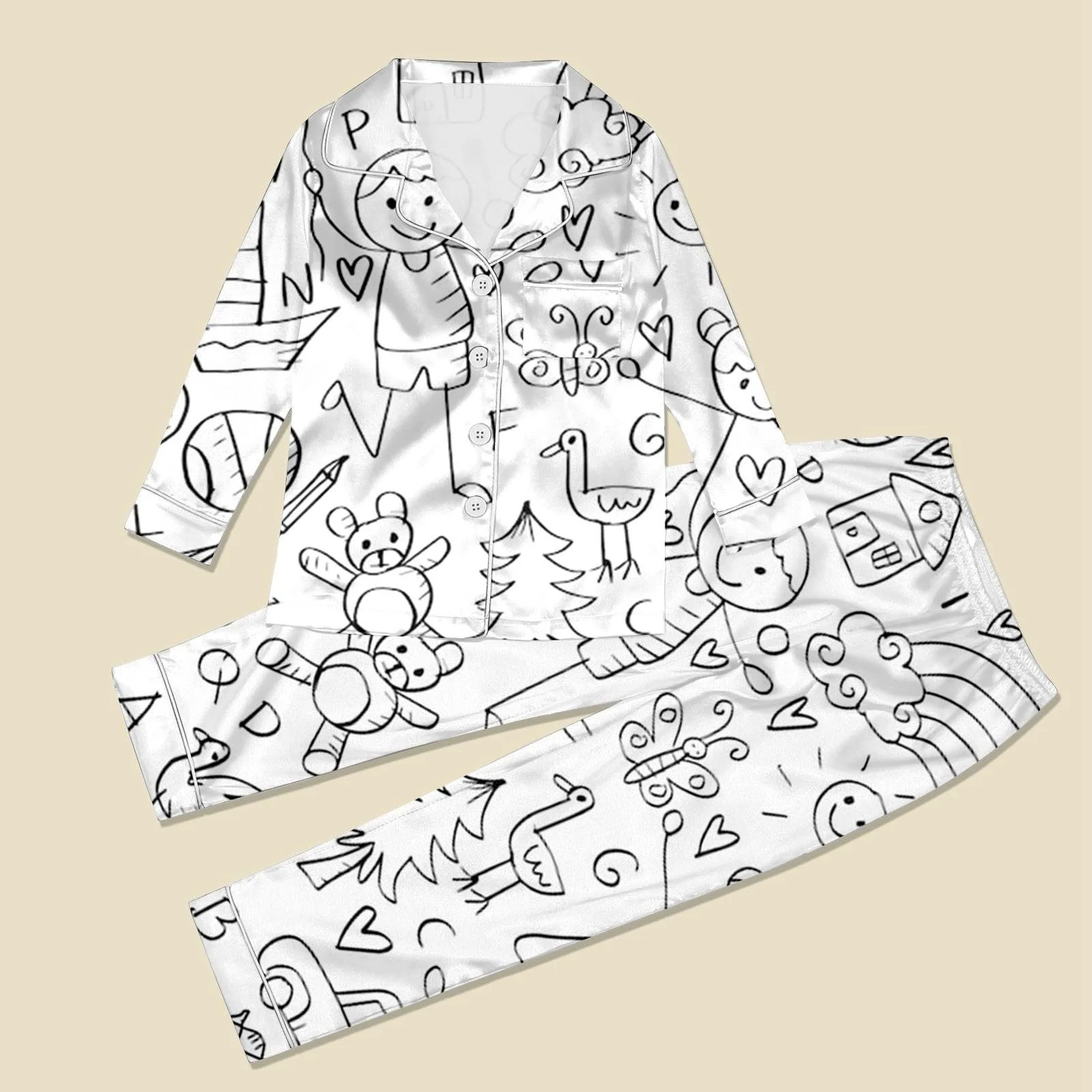 Детский набор пижам для раскрашивания, одежда для сна, зимний костюм для отдыха, белый мультяшный принт, художественная покраска, двухкомпонентная домашняя одежда, пижама для рисования своими руками, фото №6 Детский набор пижам для раскрашивания, одежда для сна, зимний костюм для отдыха, белый мультяшный принт, художественная покраска, двухкомпонентная домашняя одежда, пижама для рисования своими руками, фото №6