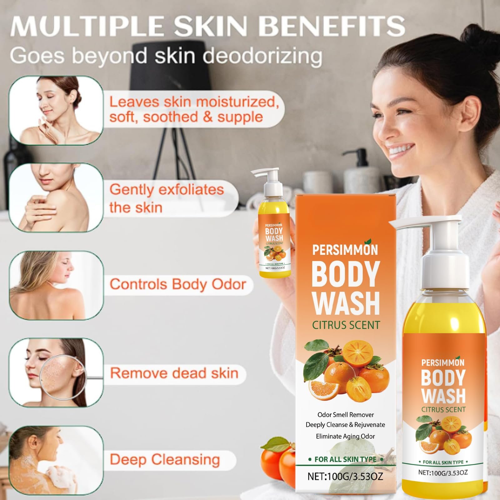 Гель для душу Persimmon з ароматом цитруса дезодоруючий 1 шт., фото №6