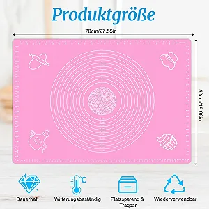 Килимок силіконовий 70 x 50 см для творчості дитячий нековзний Pink synthetic.ua - Фото 1