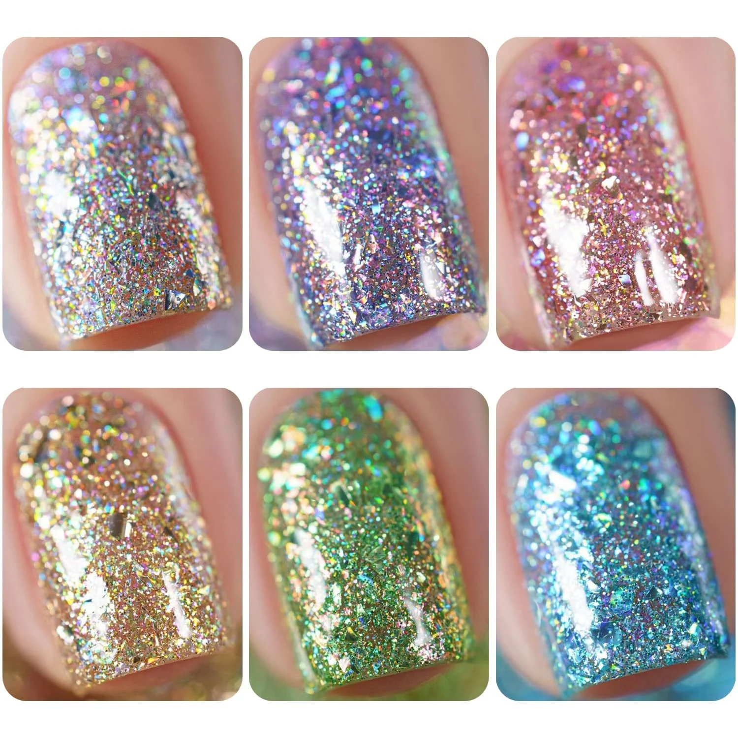 Гель-лак Vishine Набор 6 цветов Хром Платина Блестящий Серебряный Розовый Золотой 8 мл, фото №2