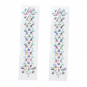 Стразы FOMIYES 3 листа смолы, самоклеящиеся, прочные и декоративные, с цветными лепестками цветов для рукоделия, подарков и нейл-арта, белый стиль AB - Фото 1