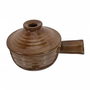 Горшок для тушения керамический с крышкой и ручкой термостойкий - Фото 1