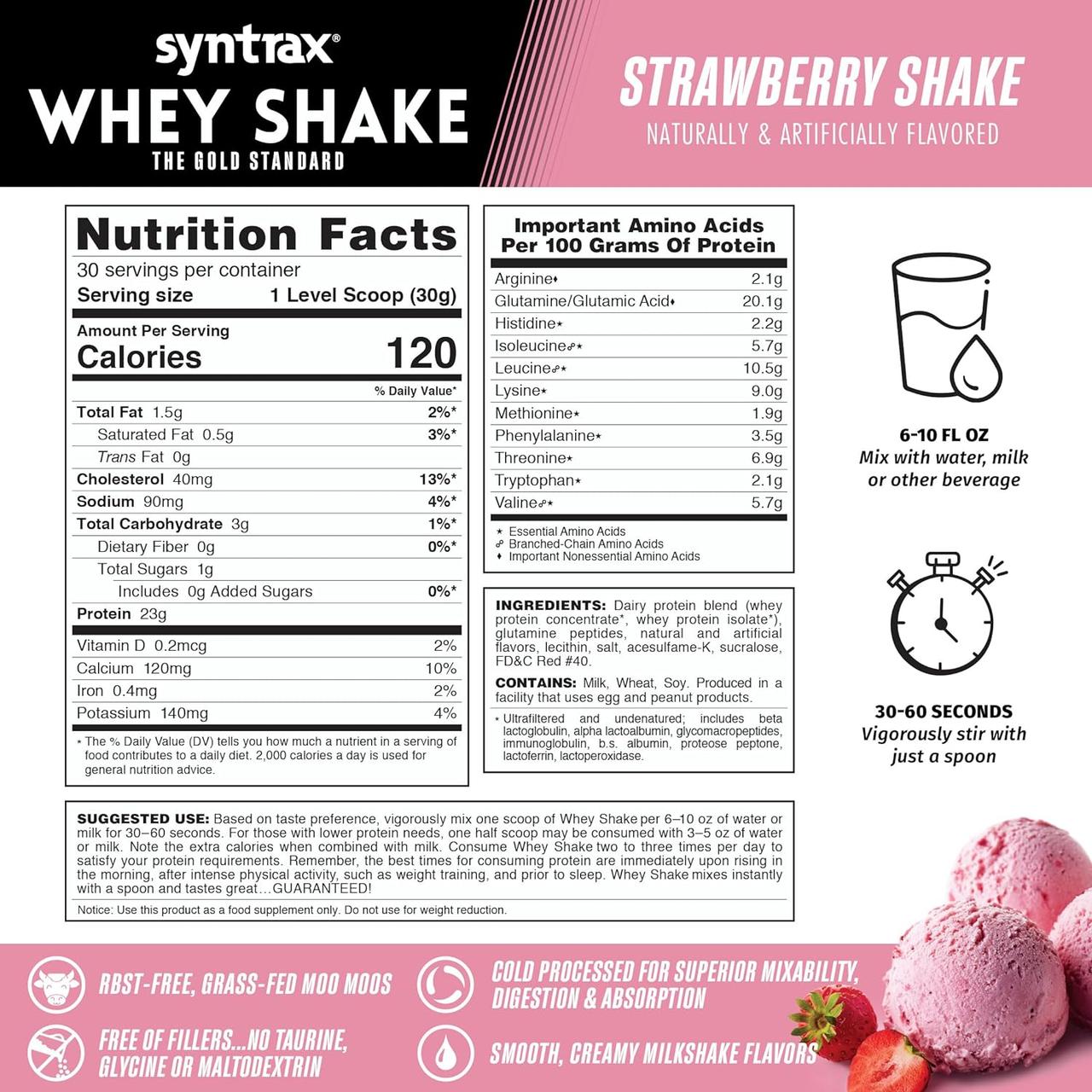 Протеин Syntrax Whey Shake 908 g Strawberry, фото №2
