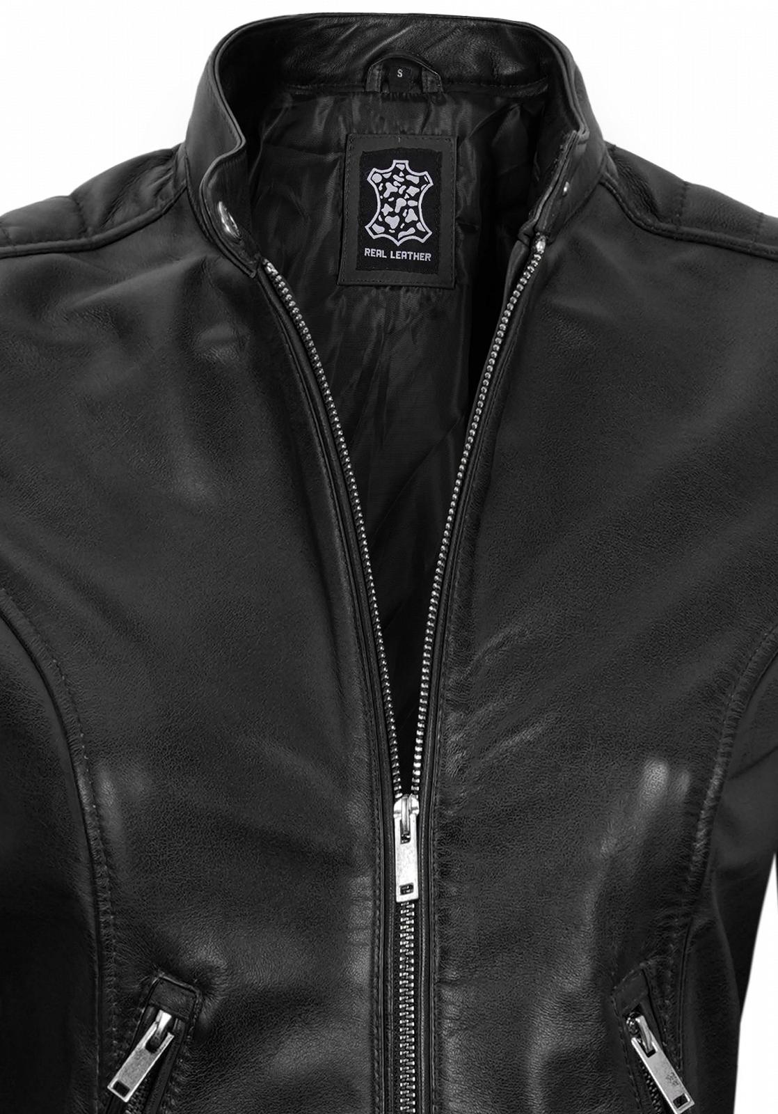 Шкіряна куртка fjackets Довга жіноча мотоциклетна куртка та пальто з натуральної овечої шкіри, фото №4