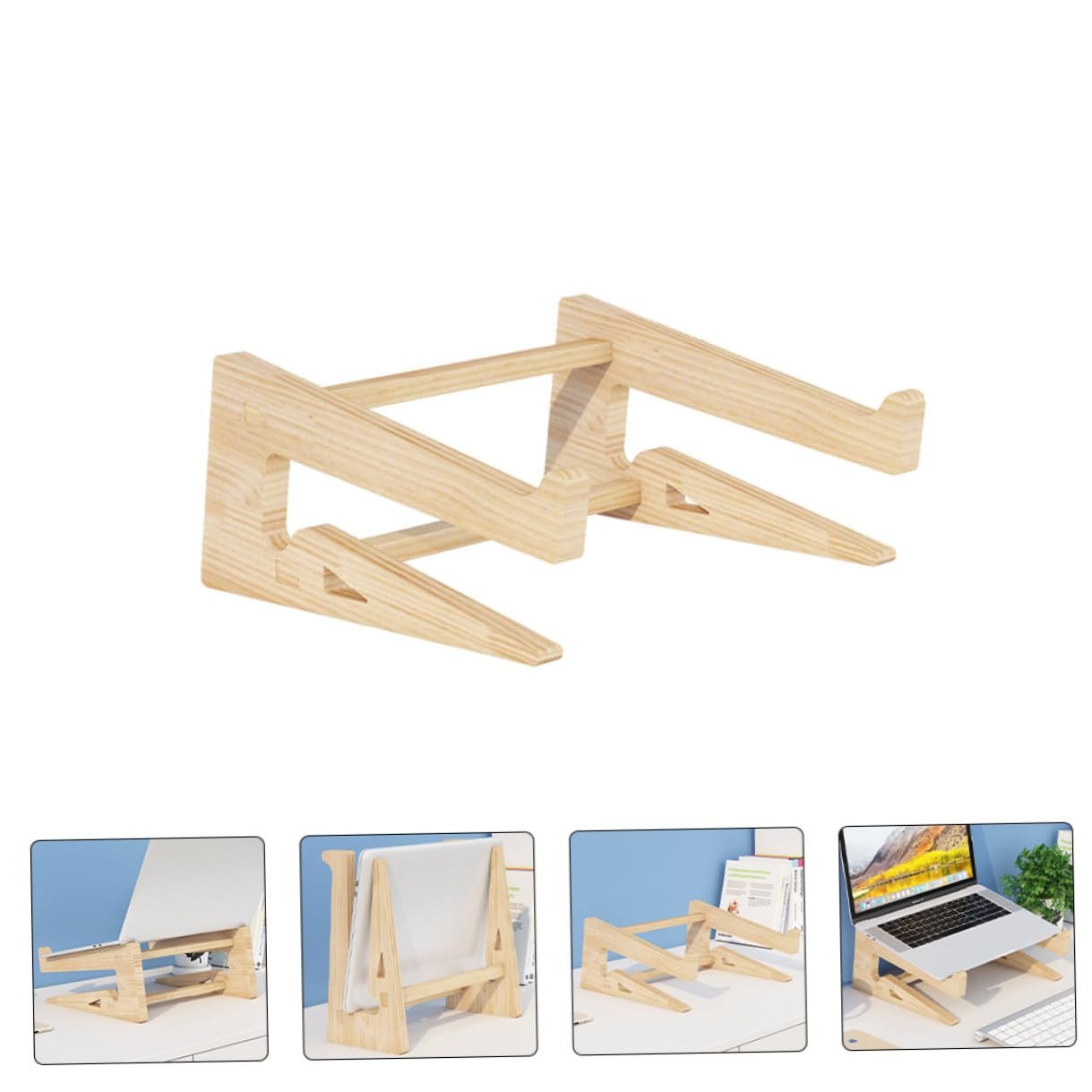 Подставка для ноутбука Деревянная Эргономичная Настольная Приподнятая Гладкая Нескользящая Прочная для комфортной работы, фото №9