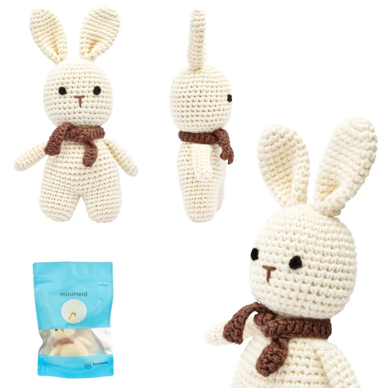 Іграшка miniHeld В'язаний Кролик Гачком Бавовна 18 см, фото №4