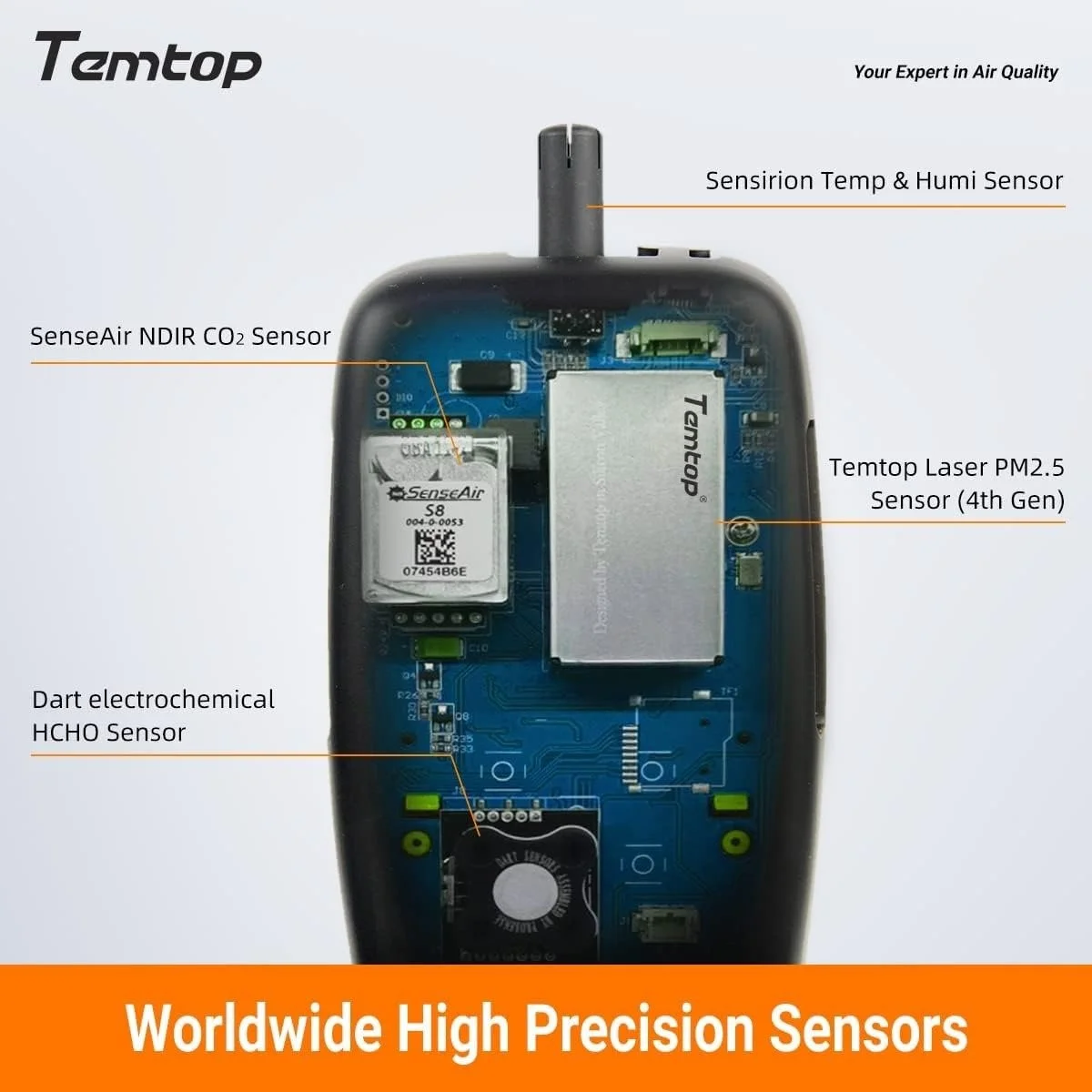 Монитор качества воздуха Temtop M2000 Orange, фото №3