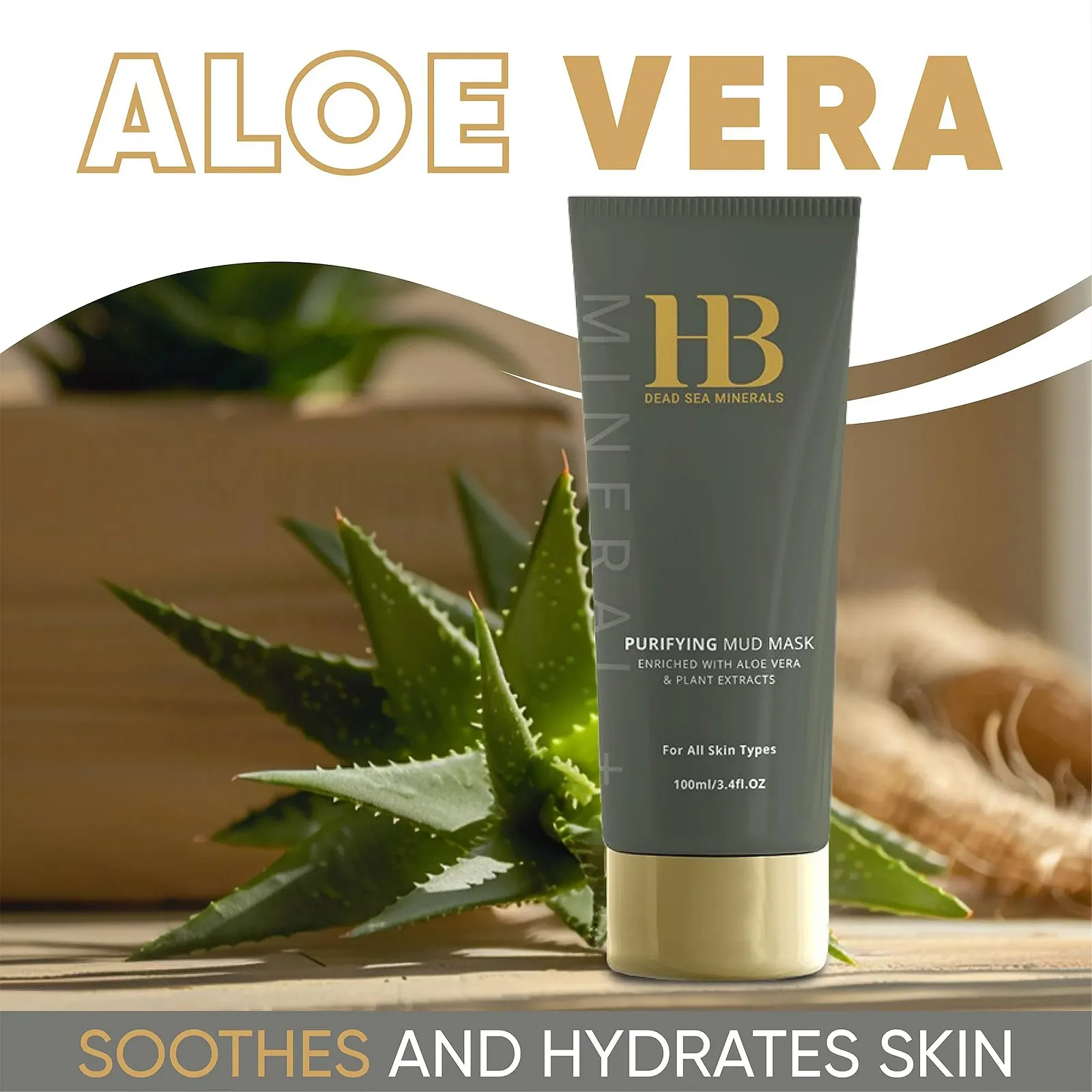 Маска для обличчя HB Мінерали Мертвого моря з алое вера та гряззю Мертвого моря 100 мл, фото №3