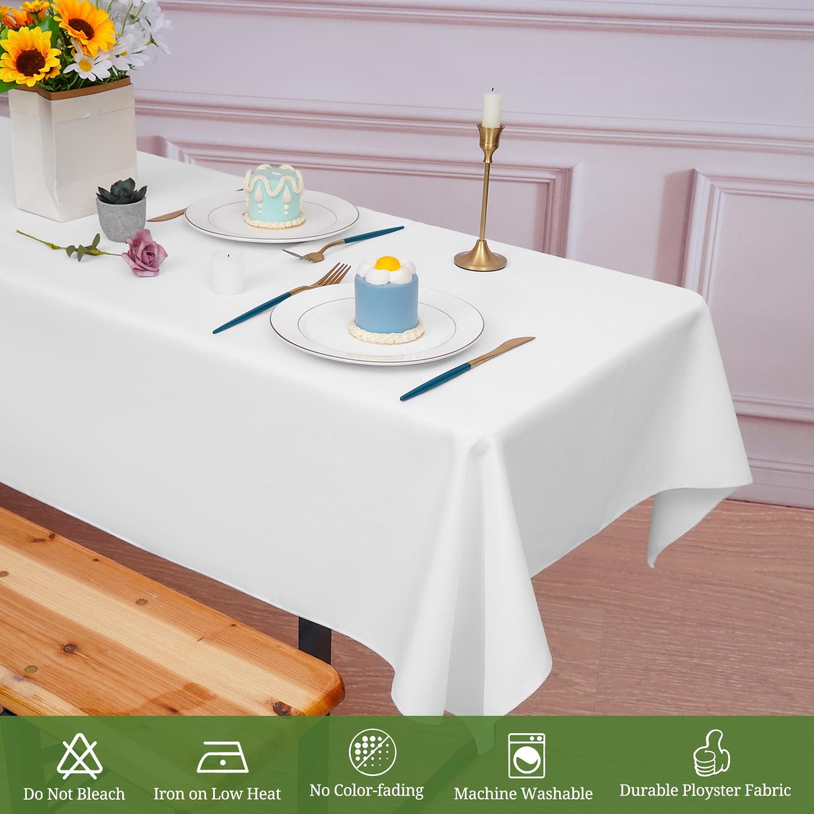 Скатертини Pesonlook прямокутні 6 шт. для пивних столів 250 x 100 см поліестер білі, фото №8