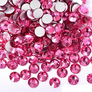 Прикраси Самоцвіти Кольорові SS3-SS34 Кришталеві AB Блискучі Стрази, Скло, Не термофіксовані , Плоска задня частина, Діамантові прикраси B2540 Рожевий, SS3-1440 штук - Фото 1