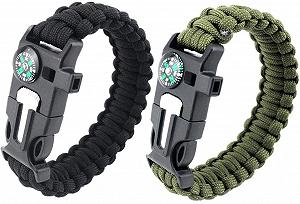 Браслет Paracord ABD, набір з 2 браслетів для виживання, із запальничкою, компасом, лезом, свистком, пряжкою, для активного відпочинку, такого як піші прогулянки, кемпінг, альпінізм, екстрений виклик тощо. - Фото 1