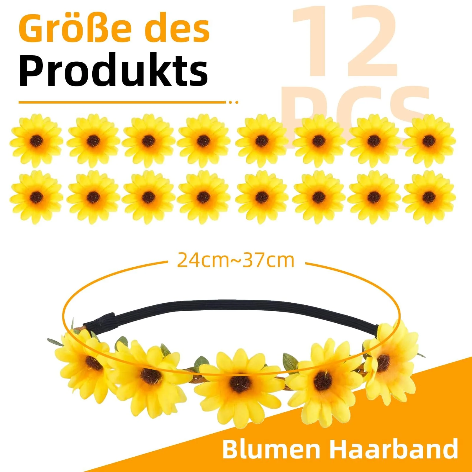 Вінок Квітковий Соняшники з 12 заколками, фото №2 Вінок Квітковий Соняшники з 12 заколками, фото №2