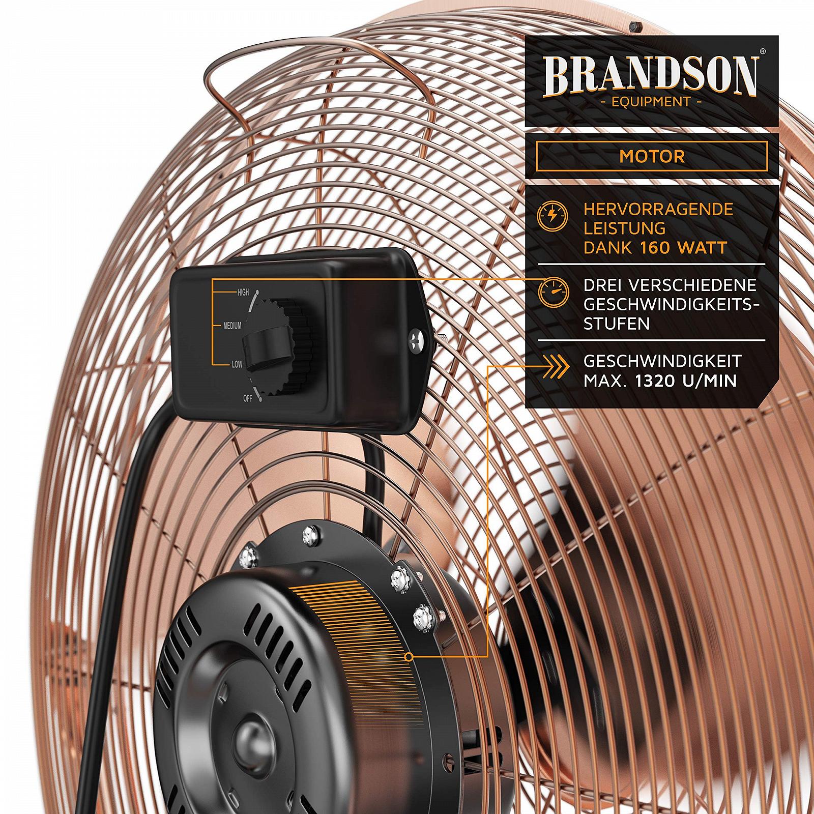 Вентилятор напольный Brandson Retro Style 160 Ватт, медный дизайн, 50 см, фото №5