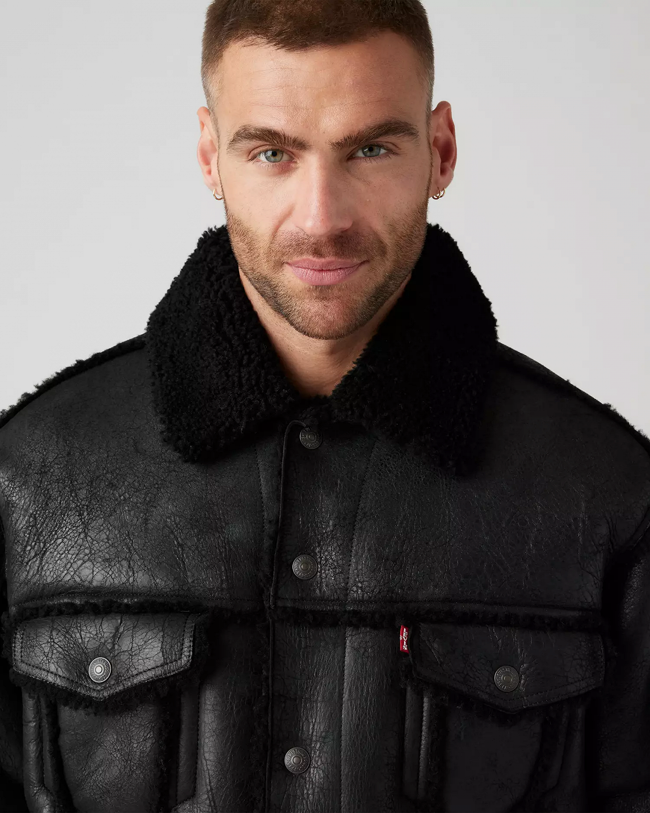 Чоловіча шкіряна куртка Levis - Shearling Trucker Goliath Sherpa - XL, фото №4