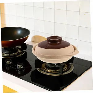 Горшок керамический с крышкой термостойкий для газовых плит synthetic.ua - Фото 1