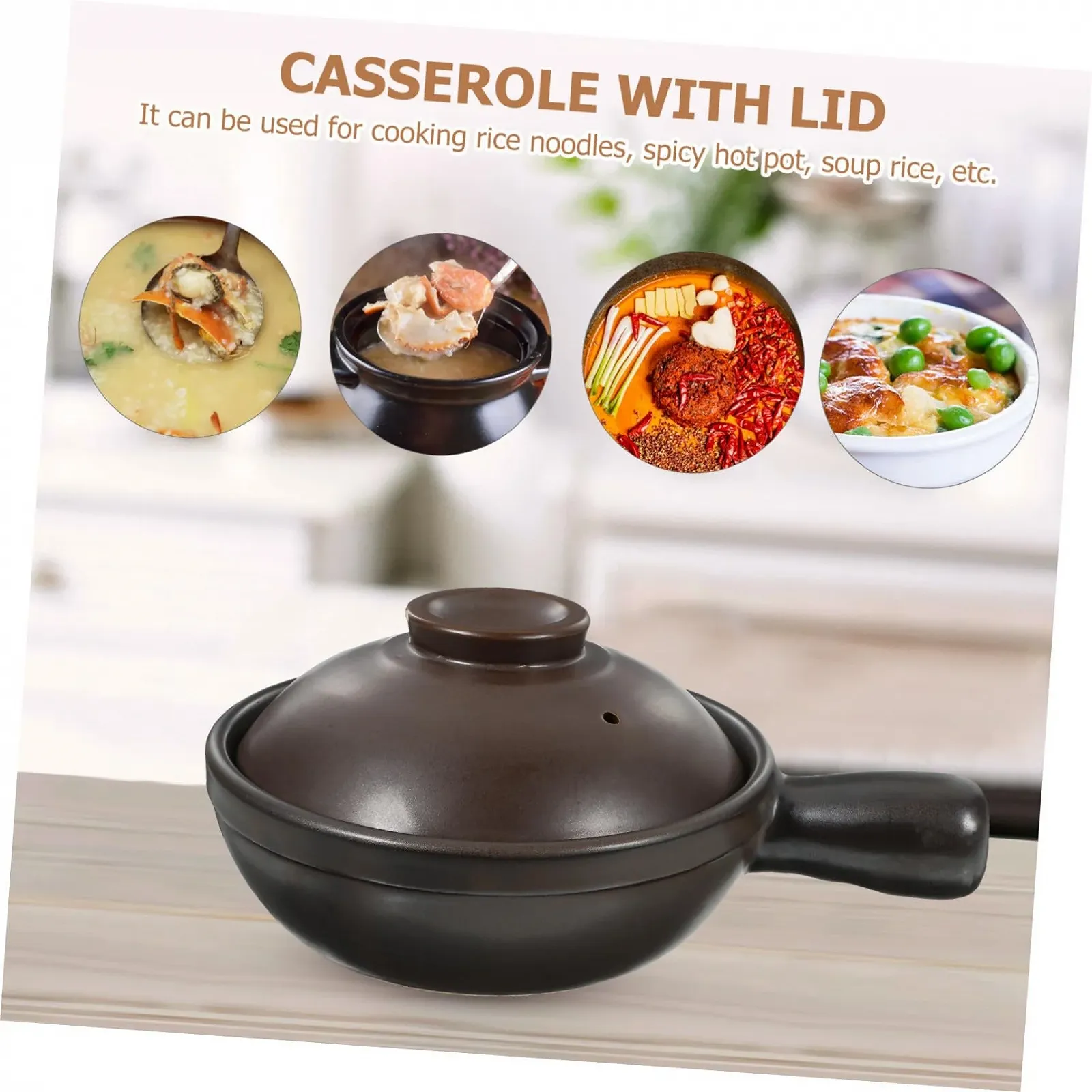 Ковш-кесероль Sand Pot Stoneware Pot з кришкою та однією ручкою термостійкий керамічний, фото №8