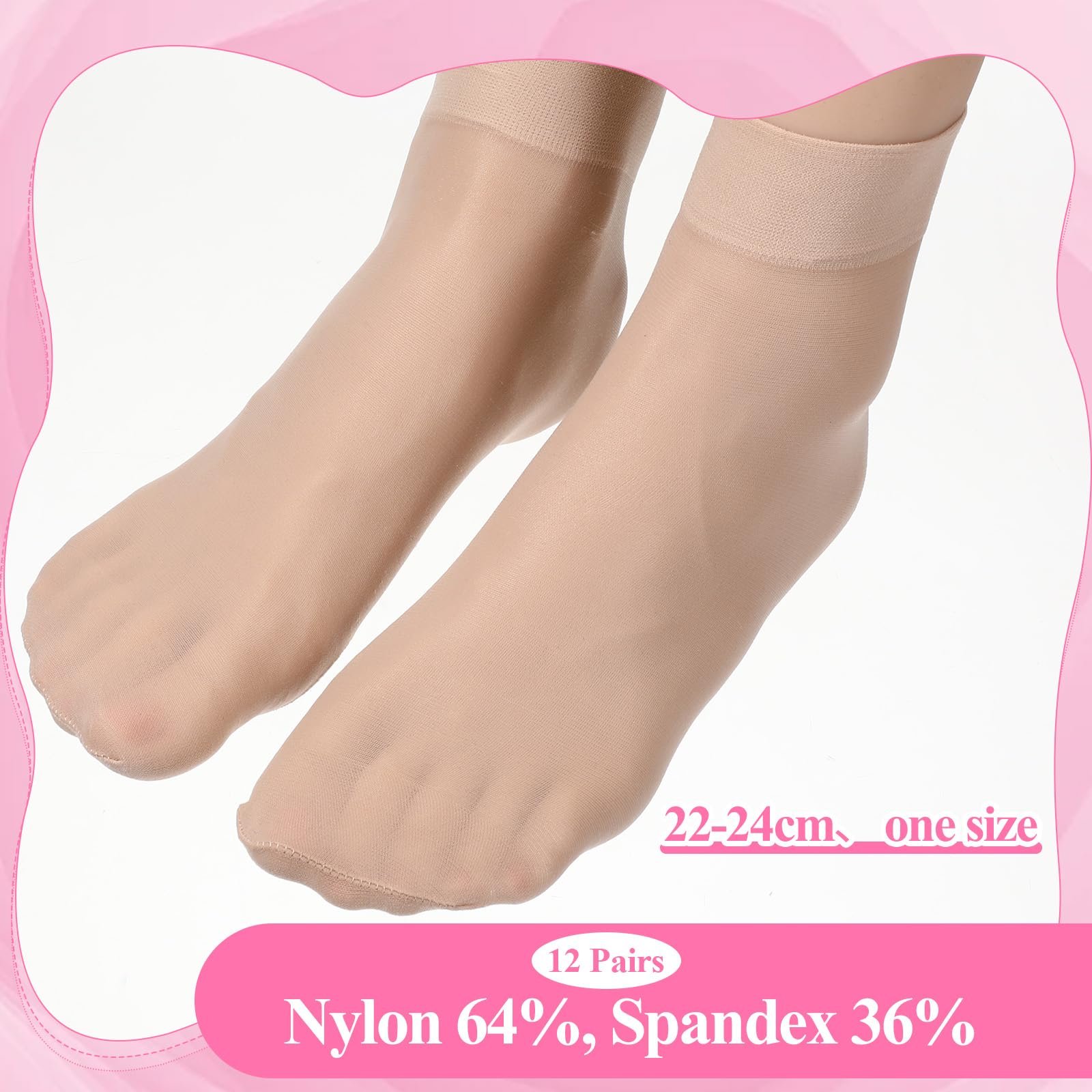 Носки Женские Нейлоновые Прозрачные с кружевом, 12 пар, фото №7