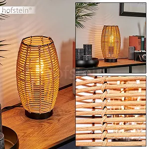 Настільна лампа Mulstrand Metal/Rattan Boho 1 x E27 Black/Natural synthetic.ua - Фото 1