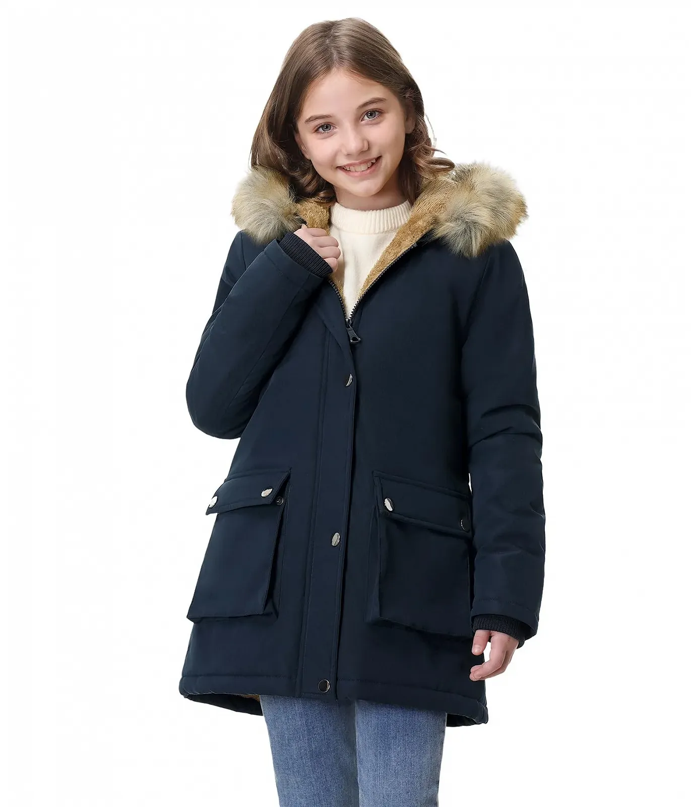 Зимова Куртка Vancavoo для Дівчат, Підліткова Зимова Куртка, Довга, фото №8