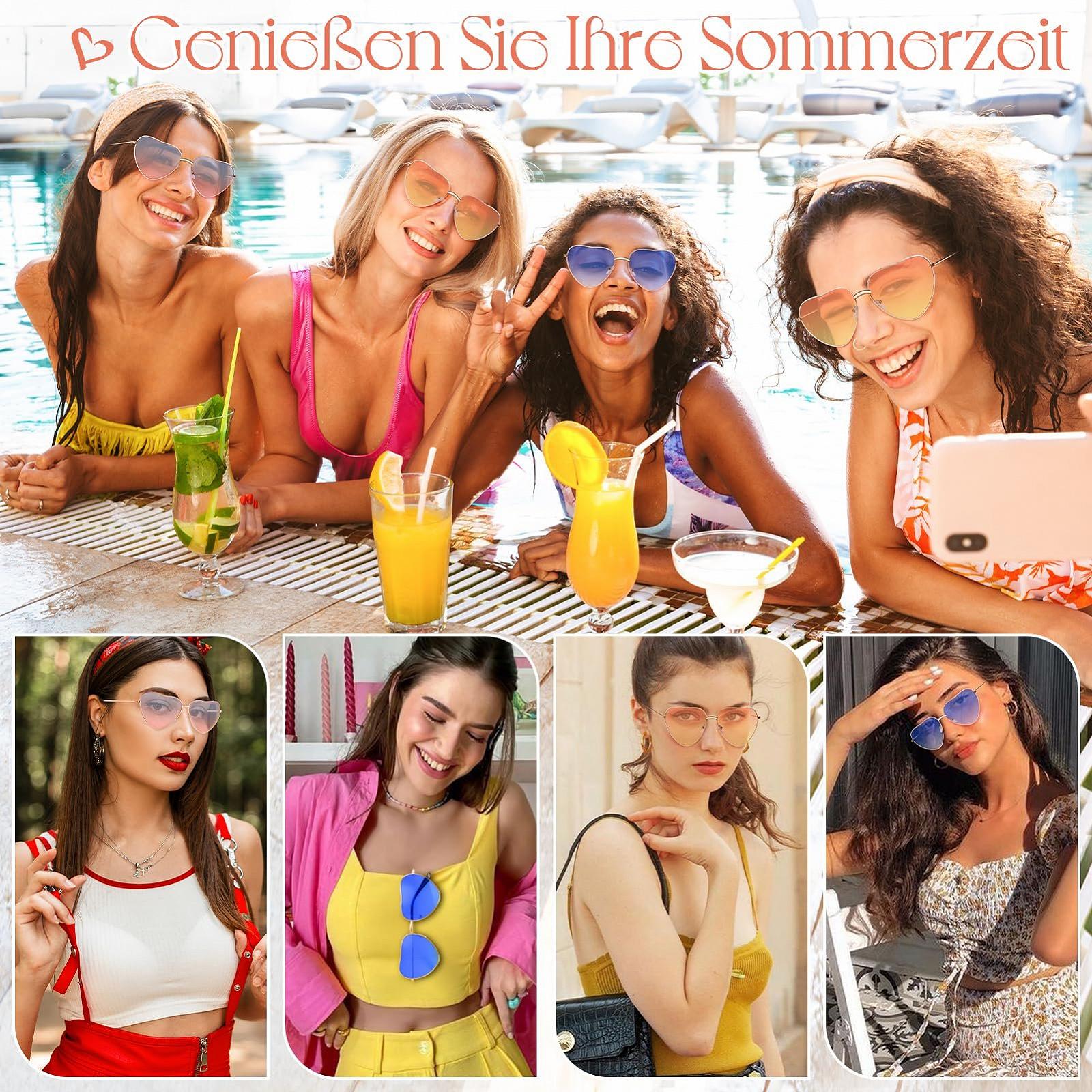 Сонцезахисні Окуляри Серце Kiiwah 3 Пари Ретро Рожевий, блакитний, фото №6