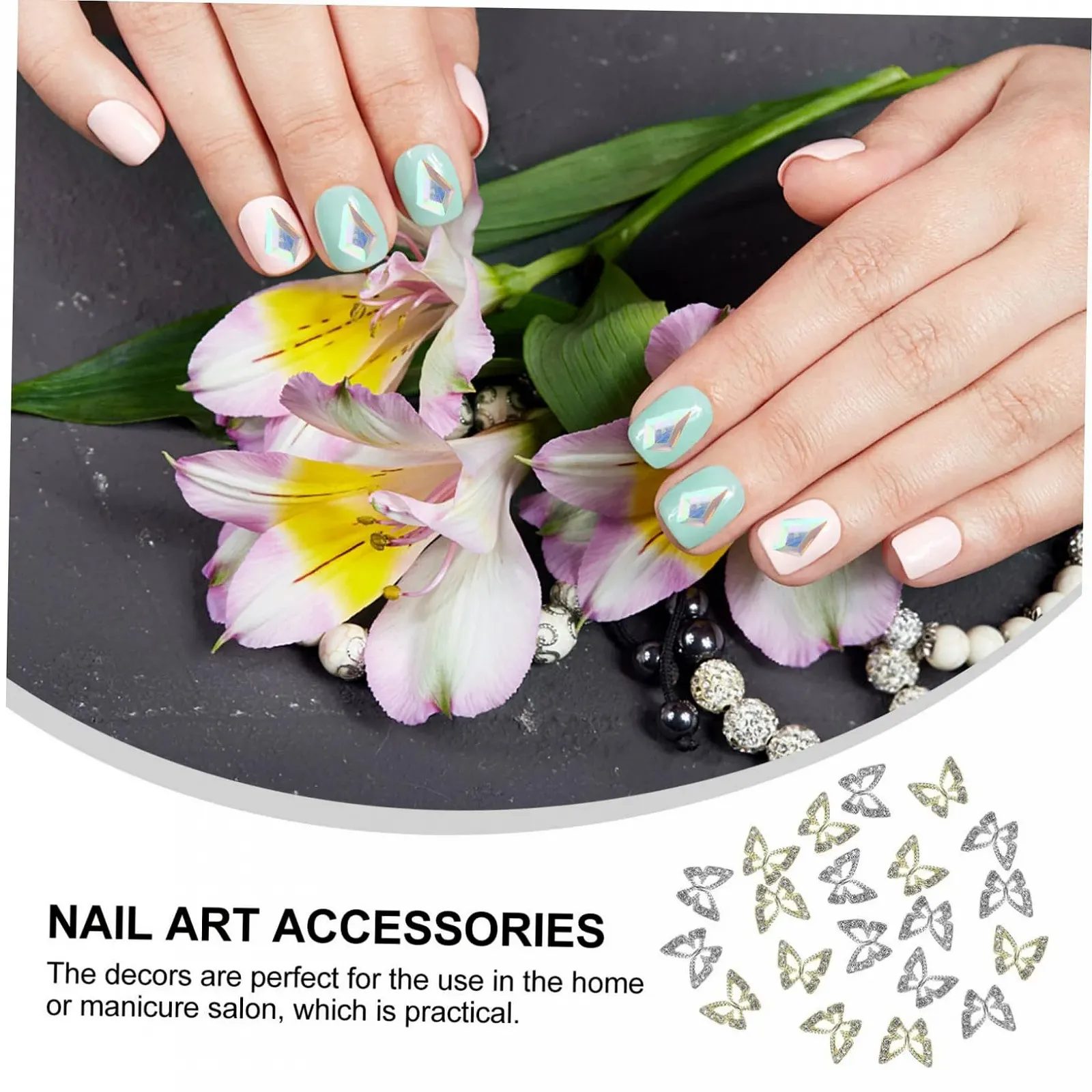 Украшения для ногтей Типа Бабочка FRCOLOR 20 шт. со стразами для маникюра, фото №8