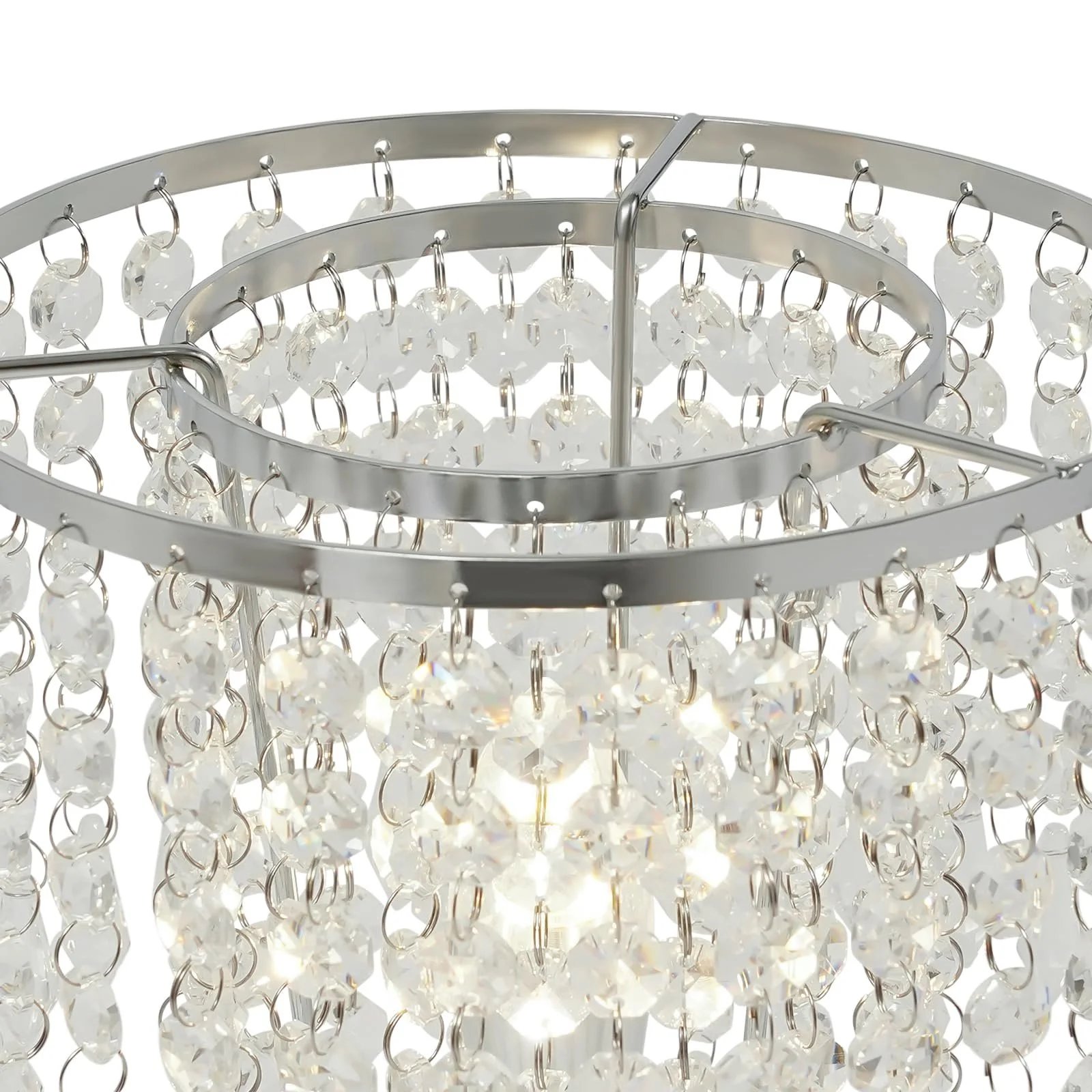 Настільна лампа кришталева E27 на круглій основі Срібляста, фото №7