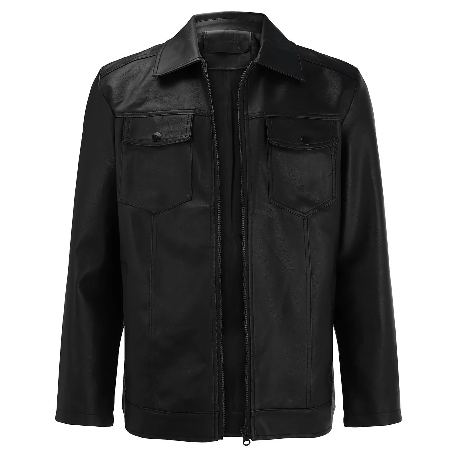 Зимняя куртка для мальчиков UnoSheng, искусственная кожа, стойка-воротник, на молнии, длинный рукав, средней длины, фото №1