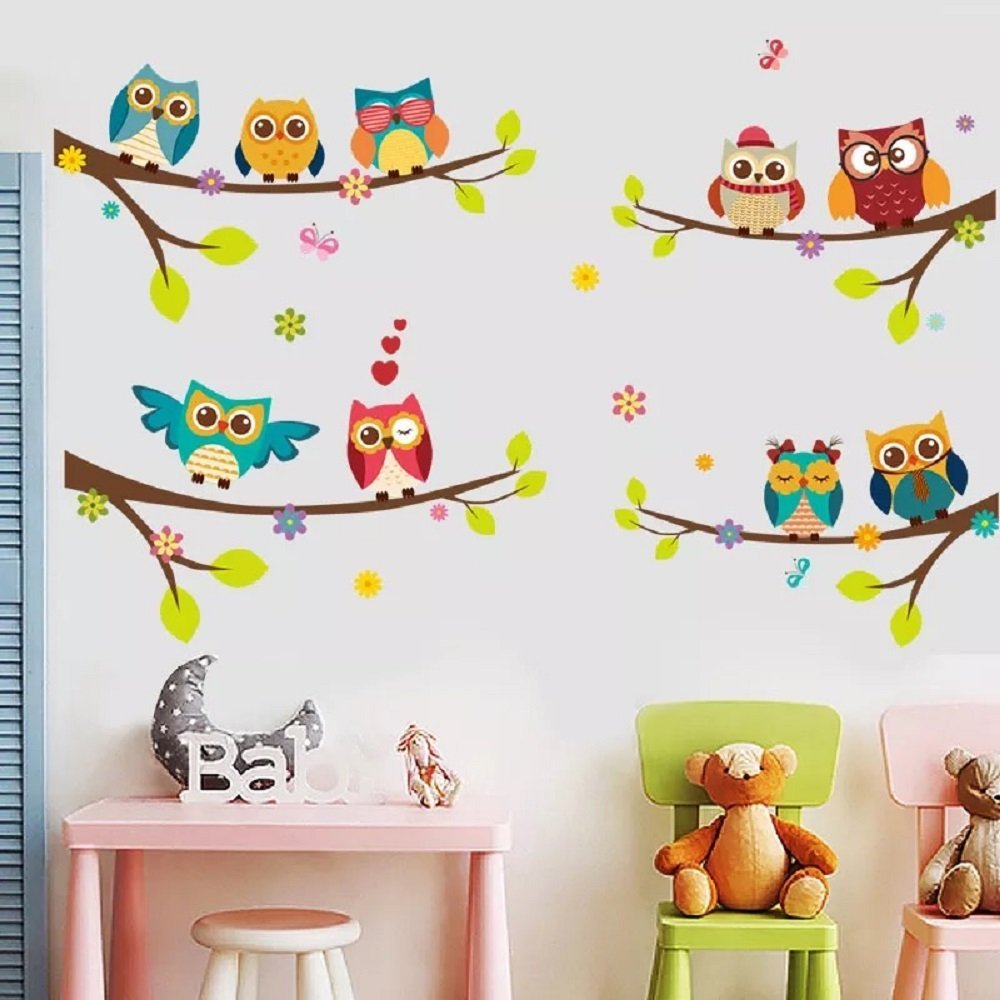 Наклейка на стіну WandSticker4U 9 Cute Owls Сови на гілках 120 x 100 см, фото №2