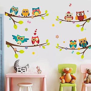 Наклейка на стіну WandSticker4U 9 Cute Owls Сови на гілках 120 x 100 см ціна на synthetic.ua - Фото 1 Наклейка на стіну WandSticker4U 9 Cute Owls Сови на гілках 120 x 100 см synthetic.ua - Фото 1