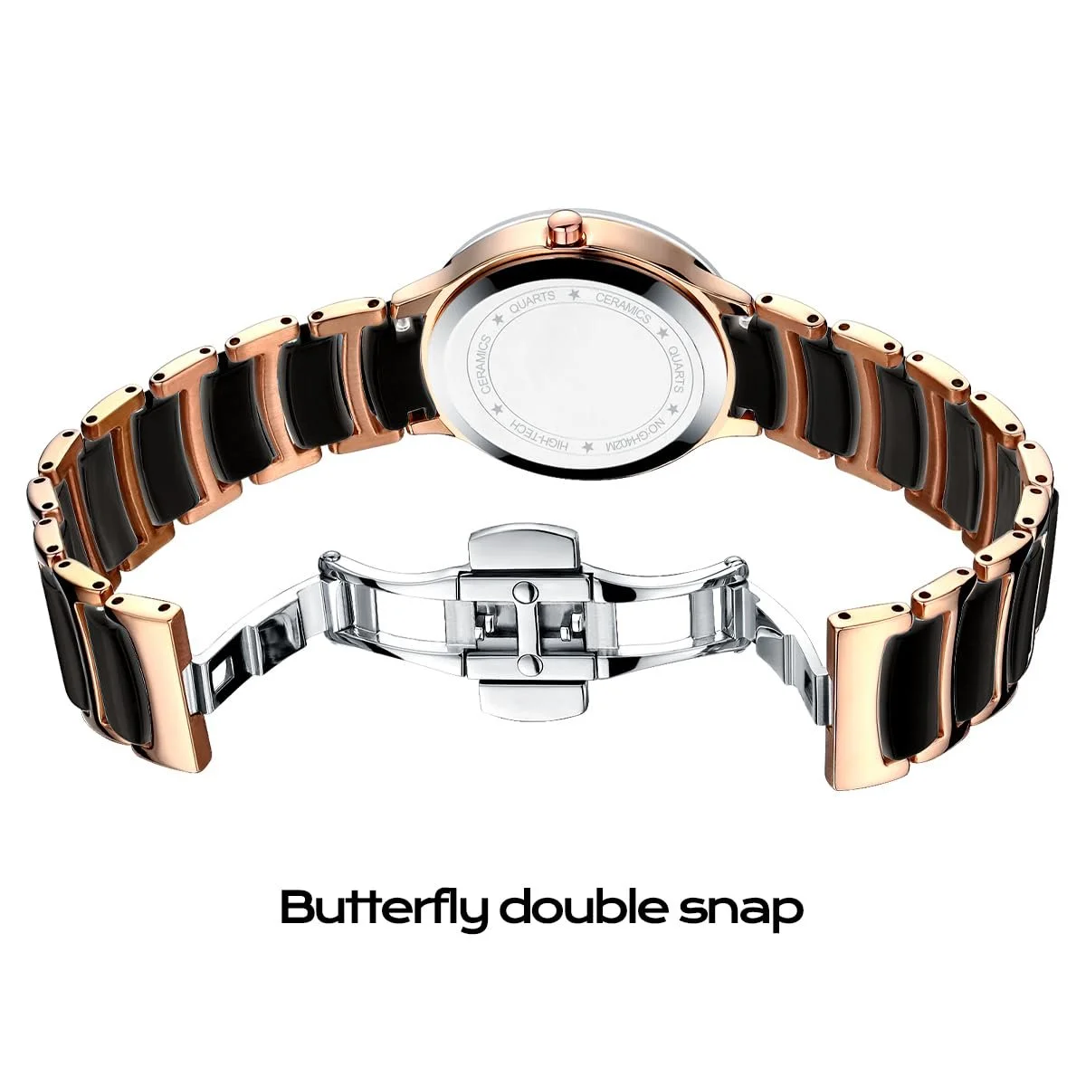 Керамічний чоловічий годинник Guanhao, чорний циферблат, фото №5