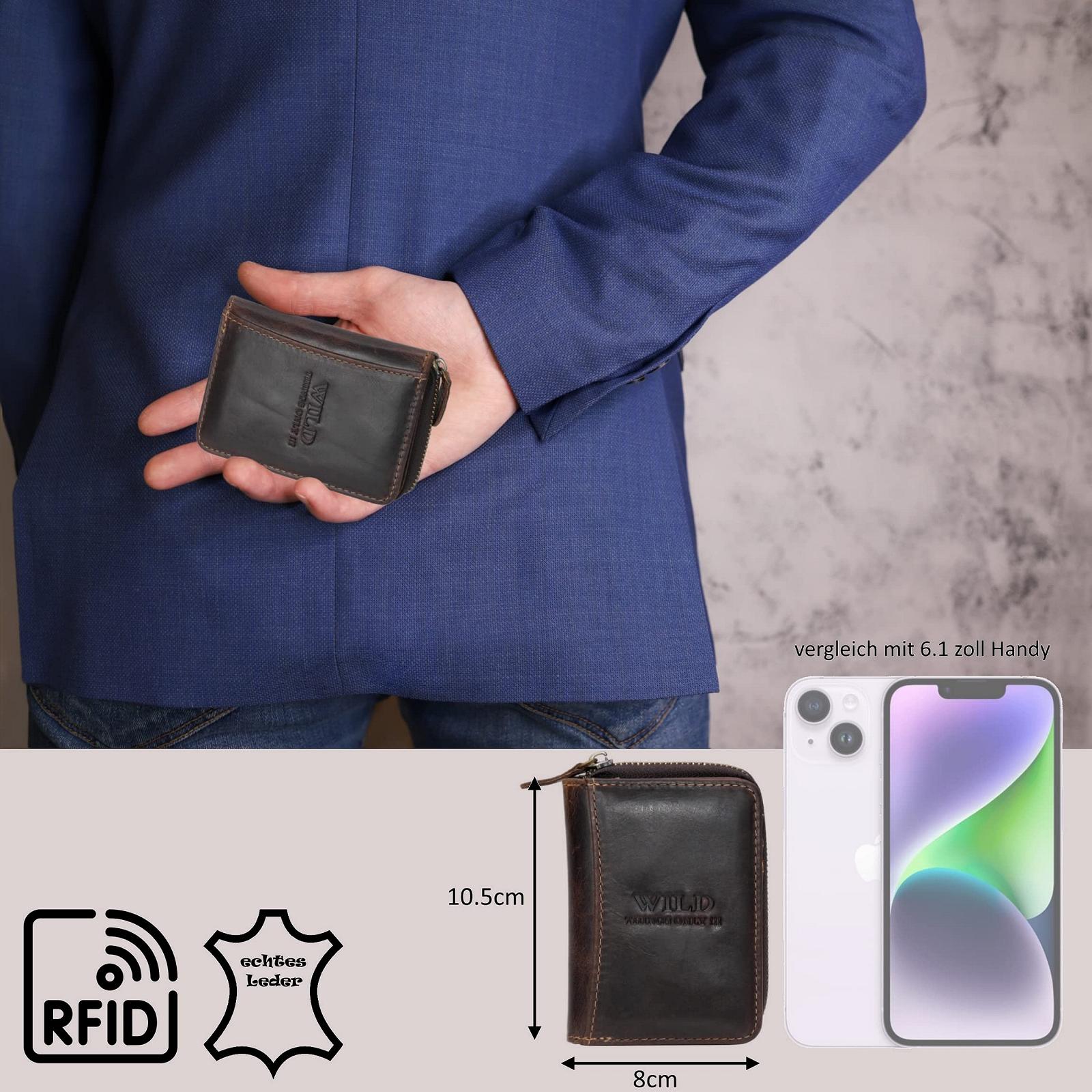 Гаманець Міні RFID Wild Things Only Зістареної Шкіри Унісекс, темно-коричневий, фото №2