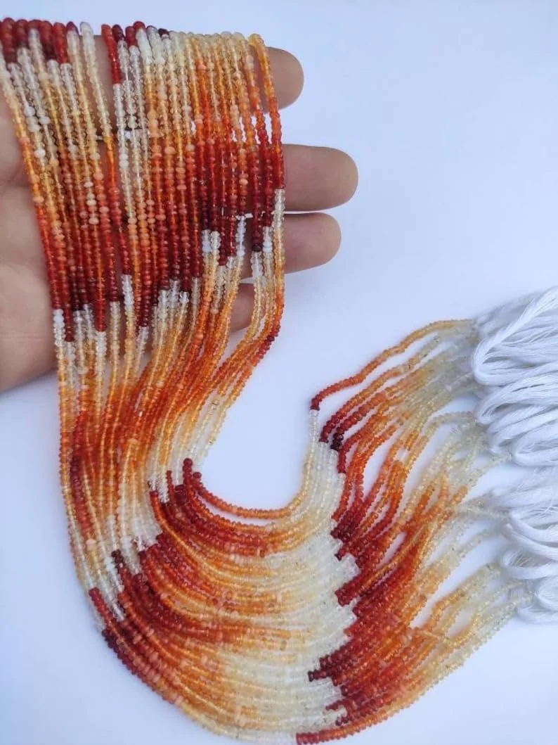 Натуральный мексиканский огненный опал, круглые граненые бусины 2.5-3 мм, нить длиной 33 см, камни для ожерелья и браслета, фото №1