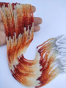 Натуральний мексиканський вогненний опал, круглі грановані намистини 2.5-3 мм, нитка довжиною 33 см, каміння для намиста та браслета - Фото 1