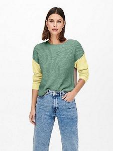 Пуловер ONLNICCI L/S BLOCK PULLOVER EX KNT 15257294-Creme De Menthe-Detail:PASTEL YELLOW/ROSE ONLY L - Фото 1