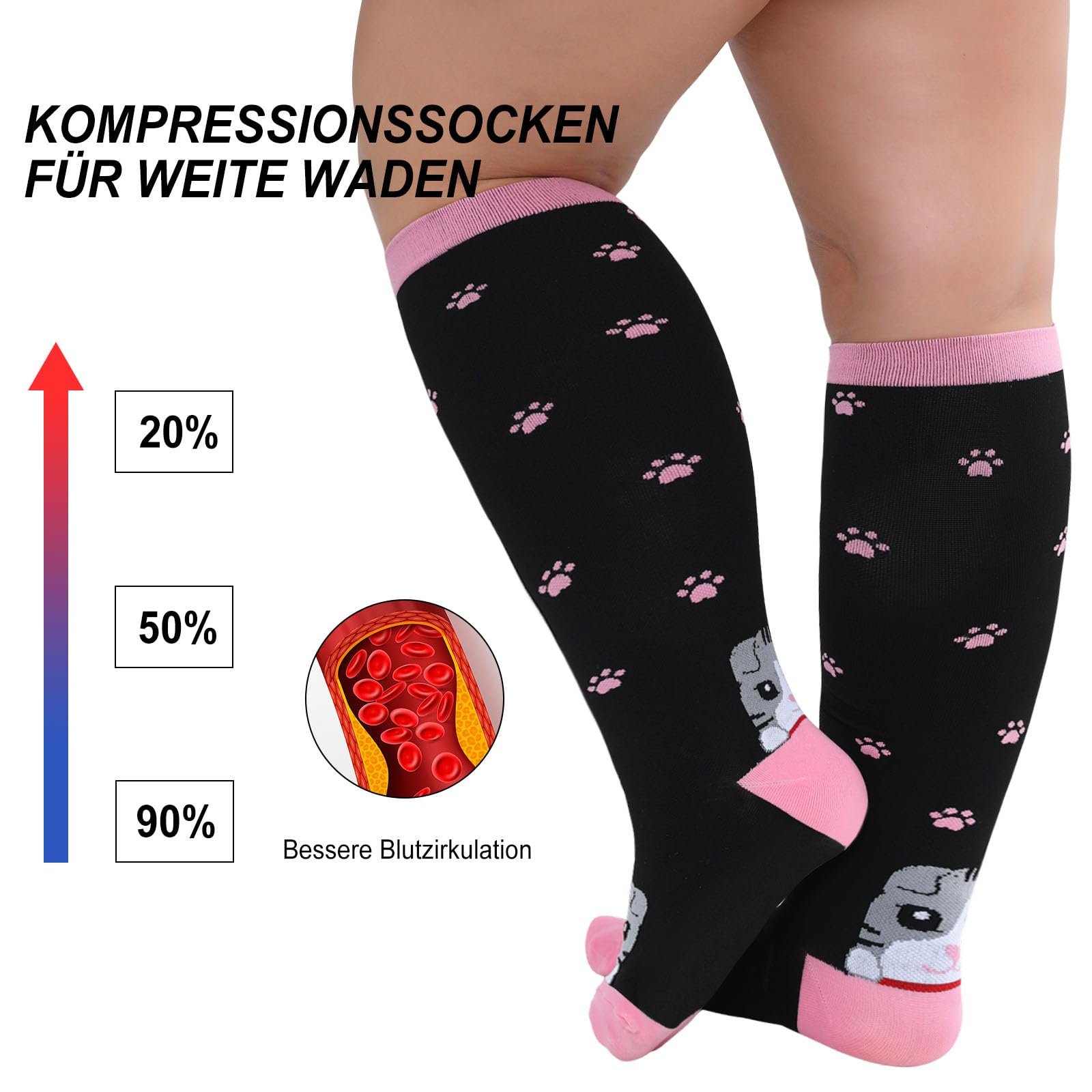 Компрессионные чулки PUTUO для женщин с большими икрами: Компрессионные чулки большого размера для мужчин Медицинские противотромбозные чулки для женщин Красочные носки с рисунком кошек Компрессионные носки для спорта Путешествий самолетом 1 пара, фото №3 Компрессионные чулки PUTUO для женщин с большими икрами: Компрессионные чулки большого размера для мужчин Медицинские противотромбозные чулки для женщин Красочные носки с рисунком кошек Компрессионные носки для спорта Путешествий самолетом 1 пара, фото №3