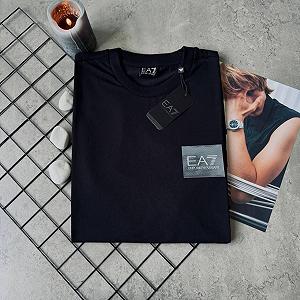 Мужская черная футболка Armani EA7 брендовая Армани ЕА7 модная на лето для мужчины synthetic.ua - Фото 1